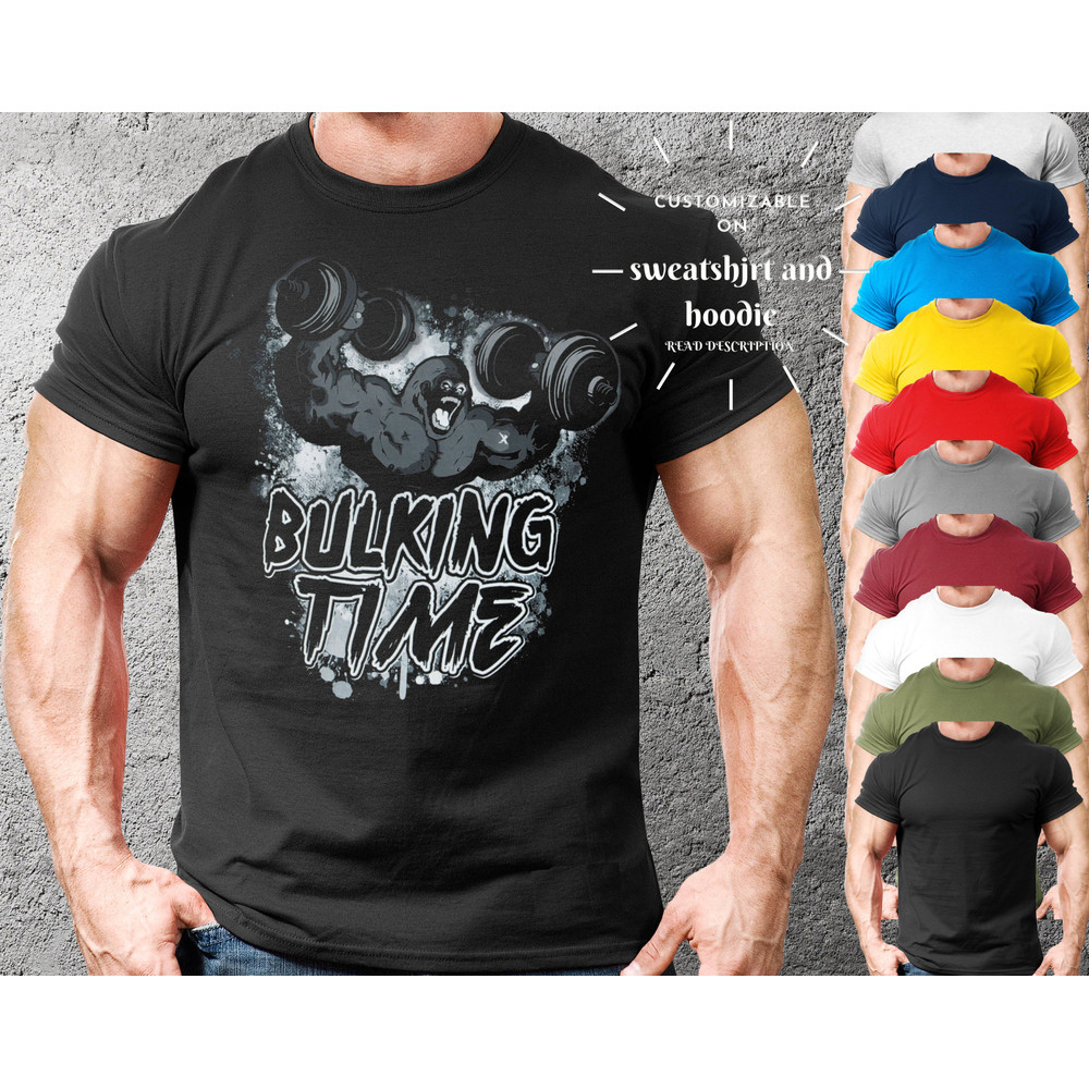 Bulking Time Gym Shirt With Lifting Gorilla, Lifting Shir Gift For Man, Funny Pump Cover T Shirt For Gym Rat, Funny Weightlifting TShirt - 4.jpg