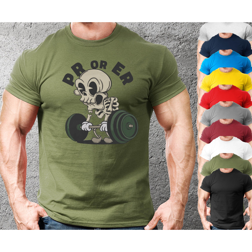 Cartoon Skull Mens and Womens Fun Fitness Tshirt,Funny Pump Cover,Funny Weightlifting TShirt,Funny Bodybuilder T-Shirt,Workout Clothes - 4.jpg