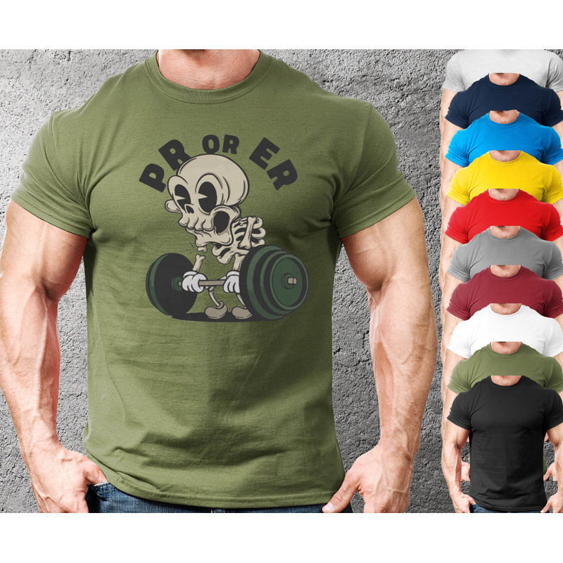 Cartoon Skull Mens and Womens Fun Fitness Tshirt,Funny Pump Cover,Funny Weightlifting TShirt,Funny Bodybuilder T-Shirt,Workout Clothes - 4.jpg