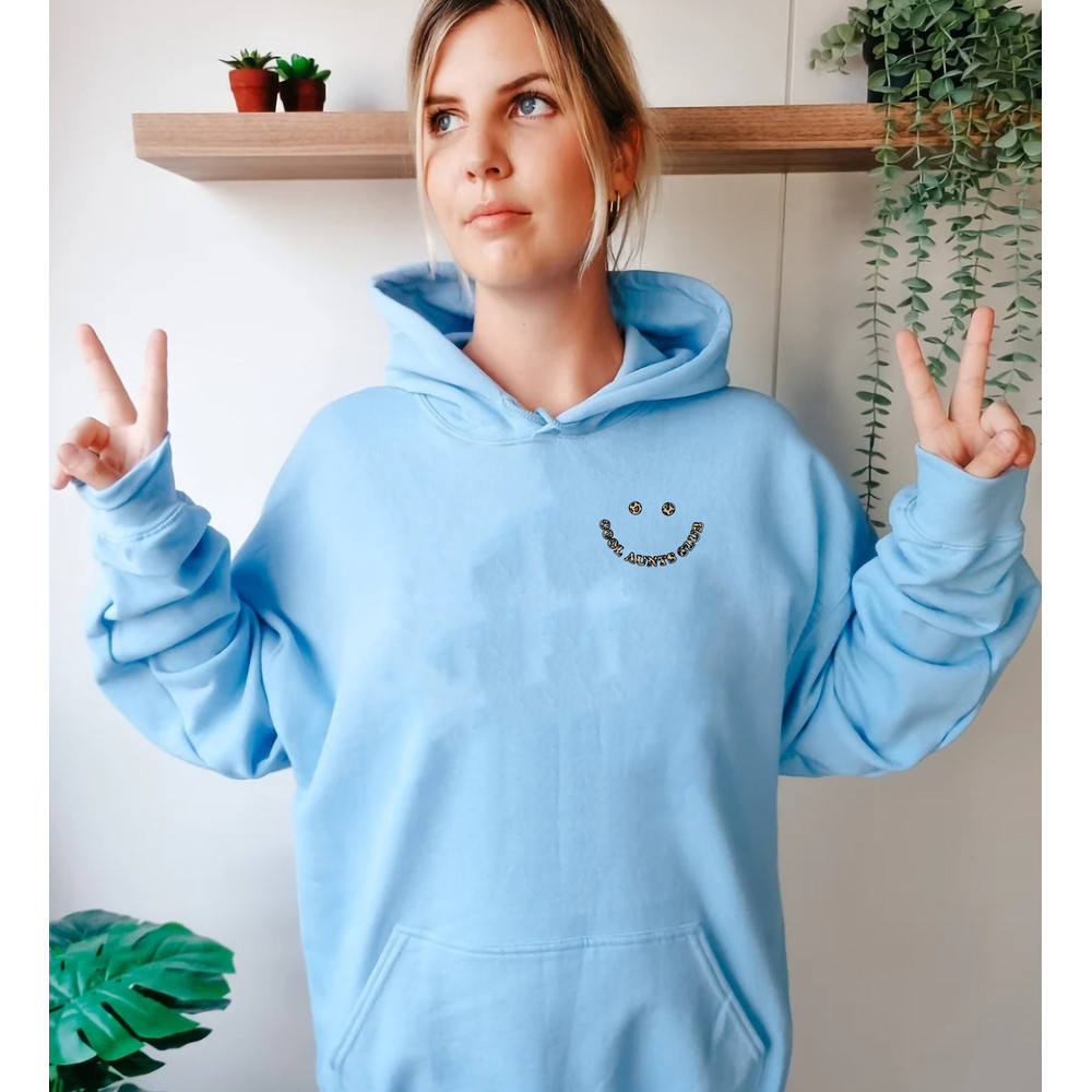 Cool Aunts Club Hoodie Gift For Auntie Printed in Pocket Side, Boho Bubble Letters Leopard Pullover,Sister Gifts,Best Aunty Smiley Face - 4.jpg