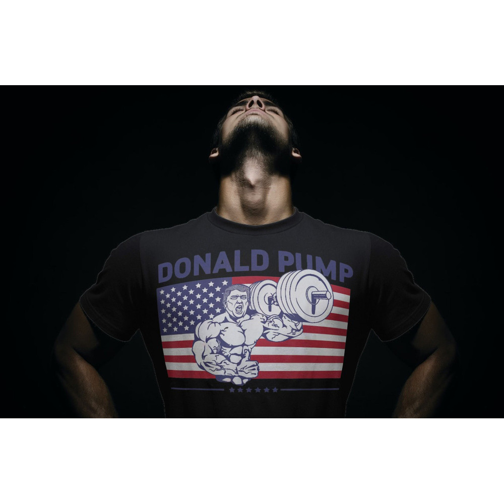 Donald Pump American Flag Flexing Gym Shirt For Gym Rat,Funny Pump Cover,Cartoon Gym T-Shirt,Lifting Shir,Unisex Oversized Tshirt Workout - 1.jpg