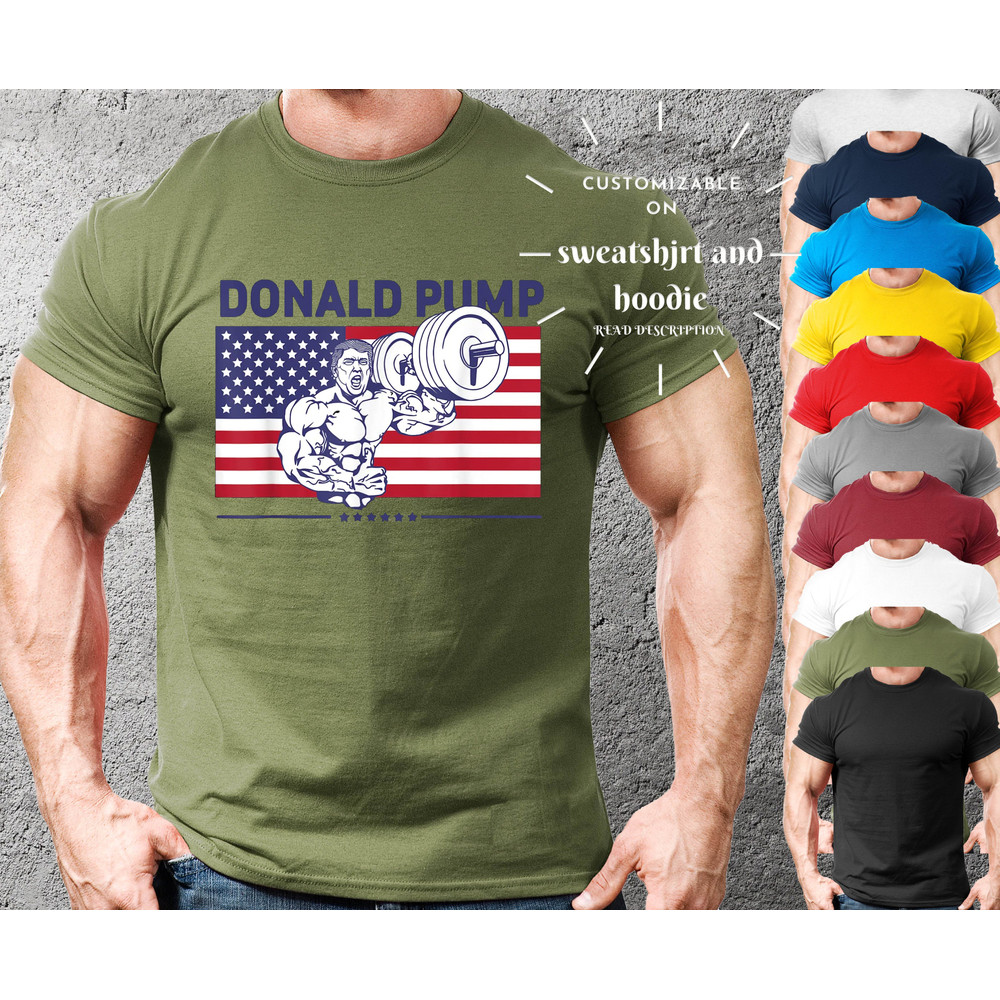 Donald Pump American Flag Flexing Gym Shirt For Gym Rat,Funny Pump Cover,Cartoon Gym T-Shirt,Lifting Shir,Unisex Oversized Tshirt Workout - 3.jpg