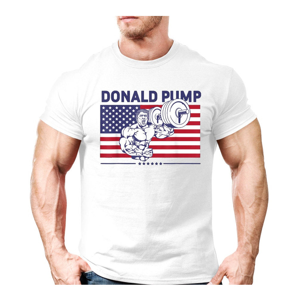 Donald Pump American Flag Flexing Gym Shirt For Gym Rat,Funny Pump Cover,Cartoon Gym T-Shirt,Lifting Shir,Unisex Oversized Tshirt Workout - 4.jpg