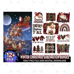 12 files winter christmas sublimation png bundle, christmas png, xmas png, merry christmas png, santa png, christmas cli