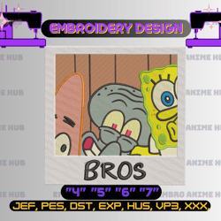 anime file, anime machine design, anime embroidery design, embroidered anime, anime shirt, sponge-bob, square-pants