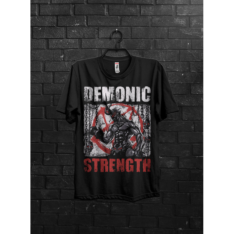 Demonic Strenght Anime Pump Cover T shirt Gift For Man,High Quality Graphic Fitness Muscle TShirt,Oversized Workout Shirt For Gym Rat,Slayer - 1.jpg
