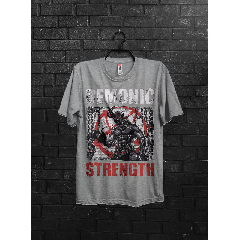 Demonic Strenght Anime Pump Cover T shirt Gift For Man,High Quality Graphic Fitness Muscle TShirt,Oversized Workout Shirt For Gym Rat,Slayer - 2.jpg