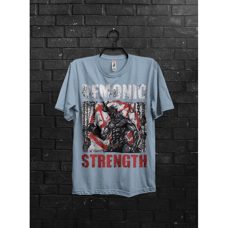 Demonic Strenght Anime Pump Cover T shirt Gift For Man,High Quality Graphic Fitness Muscle TShirt,Oversized Workout Shirt For Gym Rat,Slayer - 4.jpg