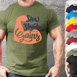 get gains gym t shirt for boys and girls,bodybuilder and weightlifting gift, gym muscle top,oversized t-shirt workout ,p