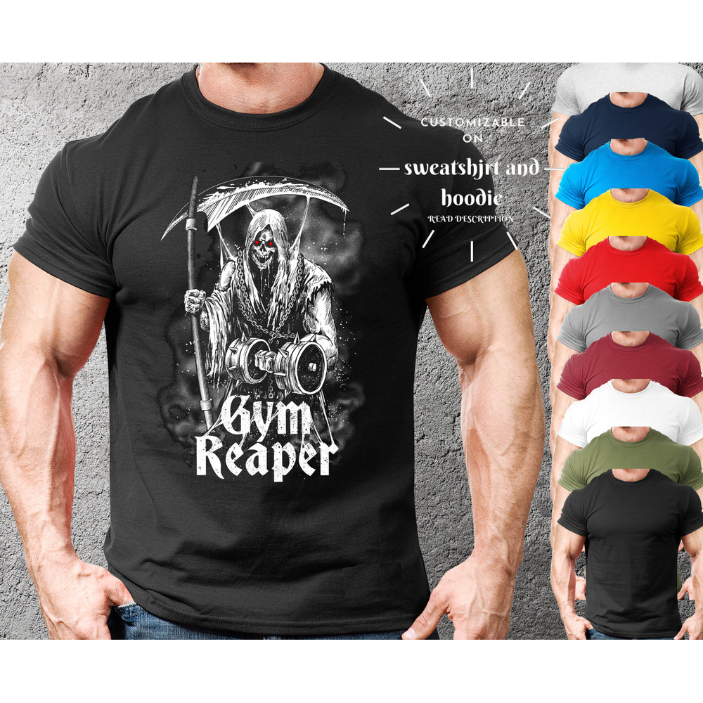 Gym Reaper Anime T Shirt Pump Cover For Gym Rats, Vintage Gift Cartoon TShirt for Man,Bodybuilder And Weightlifting Gift,Funny Oversized Tee - 2.jpg