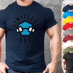 limitless fit mens and womens fun fitness tshirt,gym t shirt for boys and girls,bodybuilder t-shirt,oversized t-shirt wo