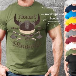 nordic gift viking skull warrior t shirt for man, viking culture shirt gift for norse mythology warrior,valhalla t-shir