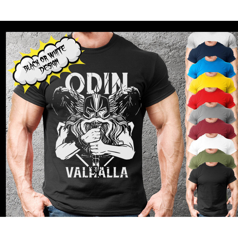 Odin Valhalla T-Shirt Gift For Nordic Boys And Girls,Norse Mythology Viking Shirt Unisex Warrior, Huginn And Muninn Viking Norse TShirt - 1.jpg