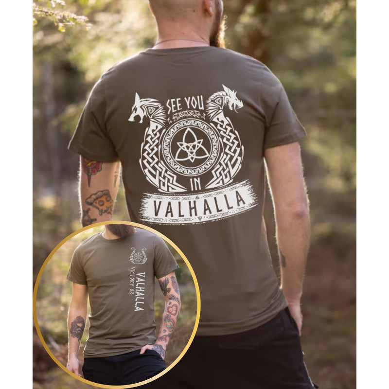 See You In Valhalla Viking T-Shirt Gift for Warrior Man, Norse Ship Design T Shirt, Vikings Mithology Nordic Gift, Victory Or Valhalla Tee - 1.jpg