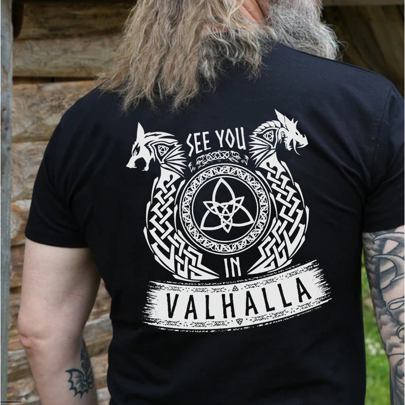 See You In Valhalla Viking T-Shirt Gift for Warrior Man, Norse Ship Design T Shirt, Vikings Mithology Nordic Gift, Victory Or Valhalla Tee - 5.jpg