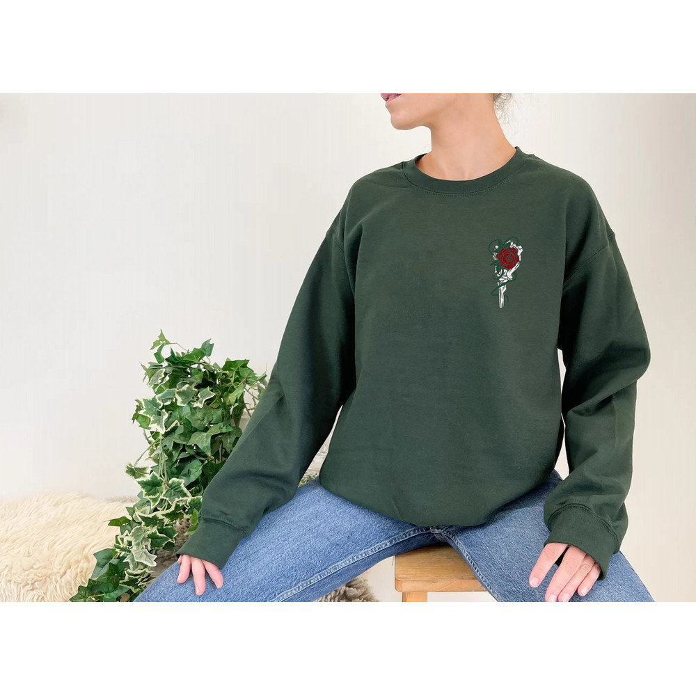 Skeleton Hand and Rose Sweatshirt Perfect Gift for Men Women and Teens Who Love Cool Skull Pullovers and Goth Art - 1.jpg