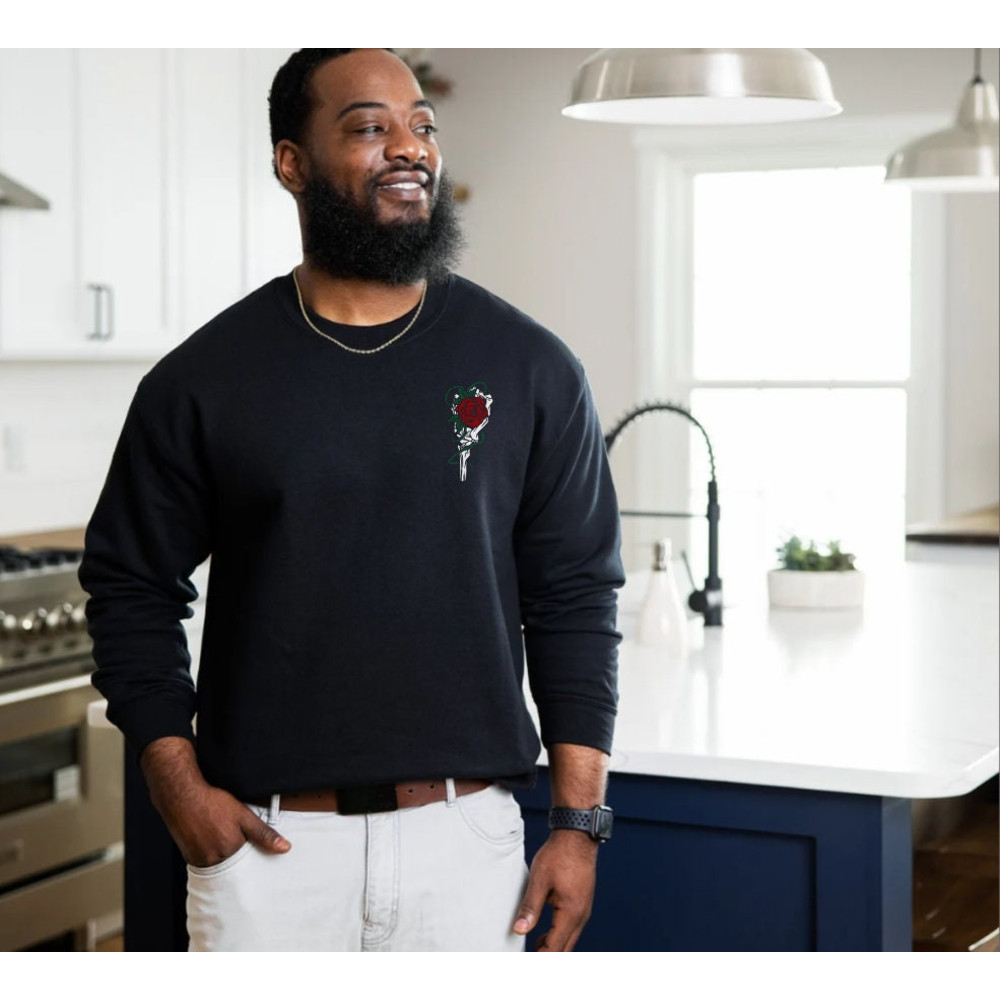 Skeleton Hand and Rose Sweatshirt Perfect Gift for Men Women and Teens Who Love Cool Skull Pullovers and Goth Art - 3.jpg