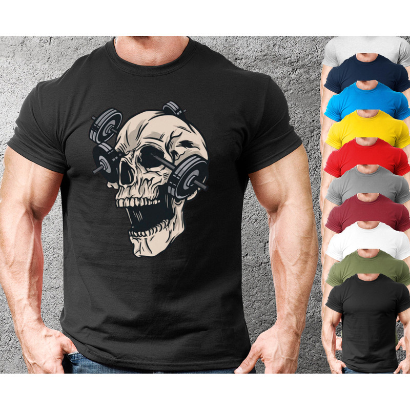 Skull Cartoon Weight Gym T shirt For Boys and Girls, Workout T-Shirt for Men and Women,Bodybuilder Shirt,Fitness Tshirt,Workout Clothes - 1.jpg