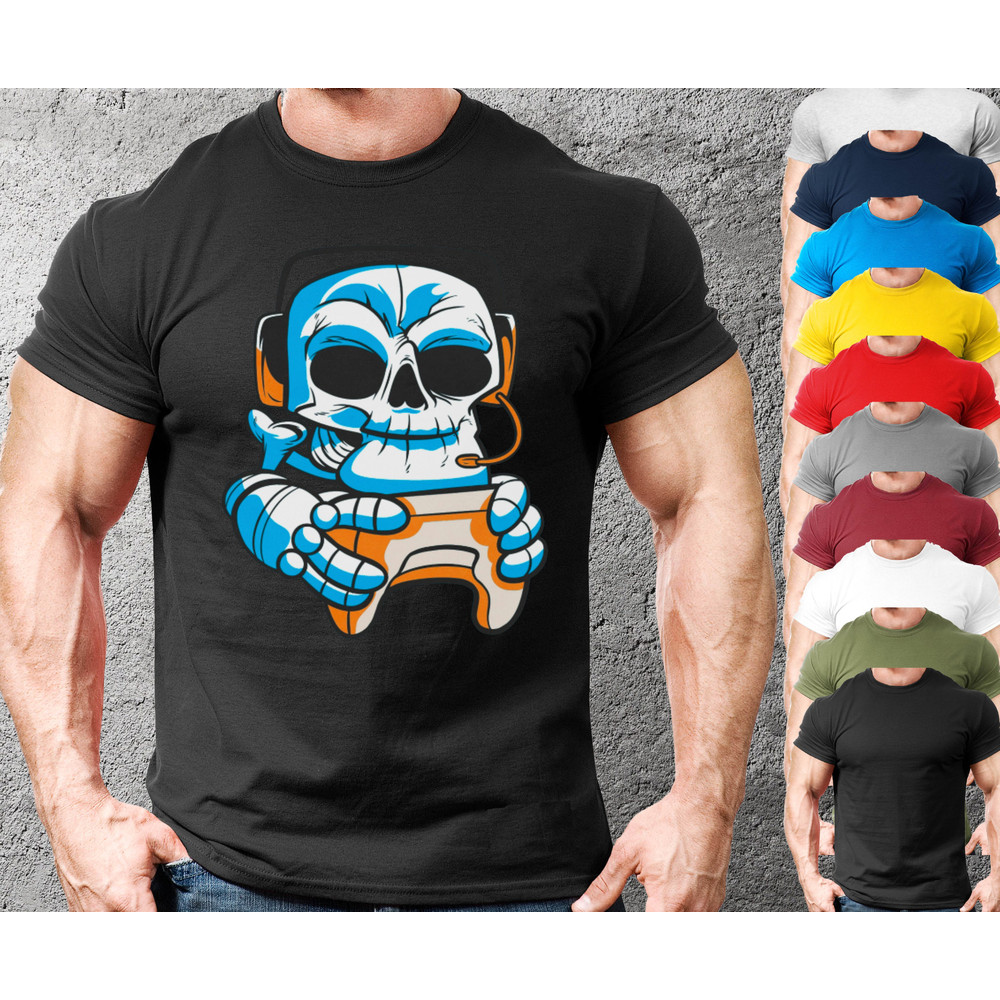 Skull Gamer Shirt Mens Top Tee Clothing Gift,Birthday Gift For Gamer Son Guy,Streamer Ideas,Funny VideoGame Tshirt, Meme Funny Tee Vintage - 1.jpg