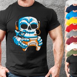 skull gamer shirt mens top tee clothing gift,birthday gift for gamer son guy,streamer ideas,funny videogame tshirt, meme