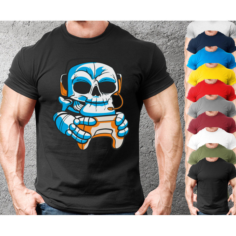 Skull Gamer Shirt Mens Top Tee Clothing Gift,Birthday Gift For Gamer Son Guy,Streamer Ideas,Funny VideoGame Tshirt, Meme Funny Tee Vintage - 1.jpg