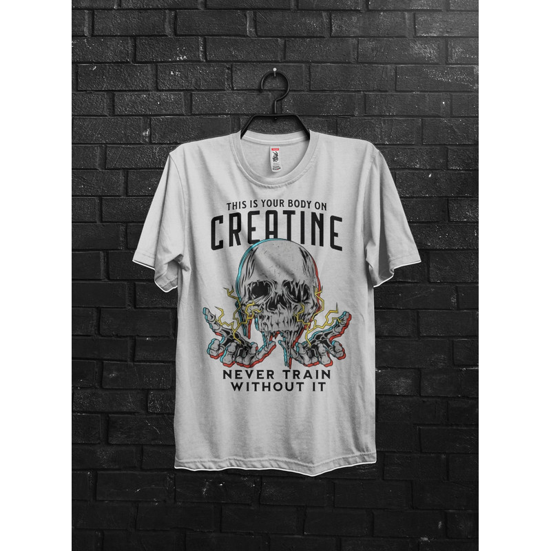 Skull with lightning bolt gym gift shirt for man,Creatine workout tee,Raw power and intensity apparel,Intense skull design bolt bodybuilder - 1.jpg
