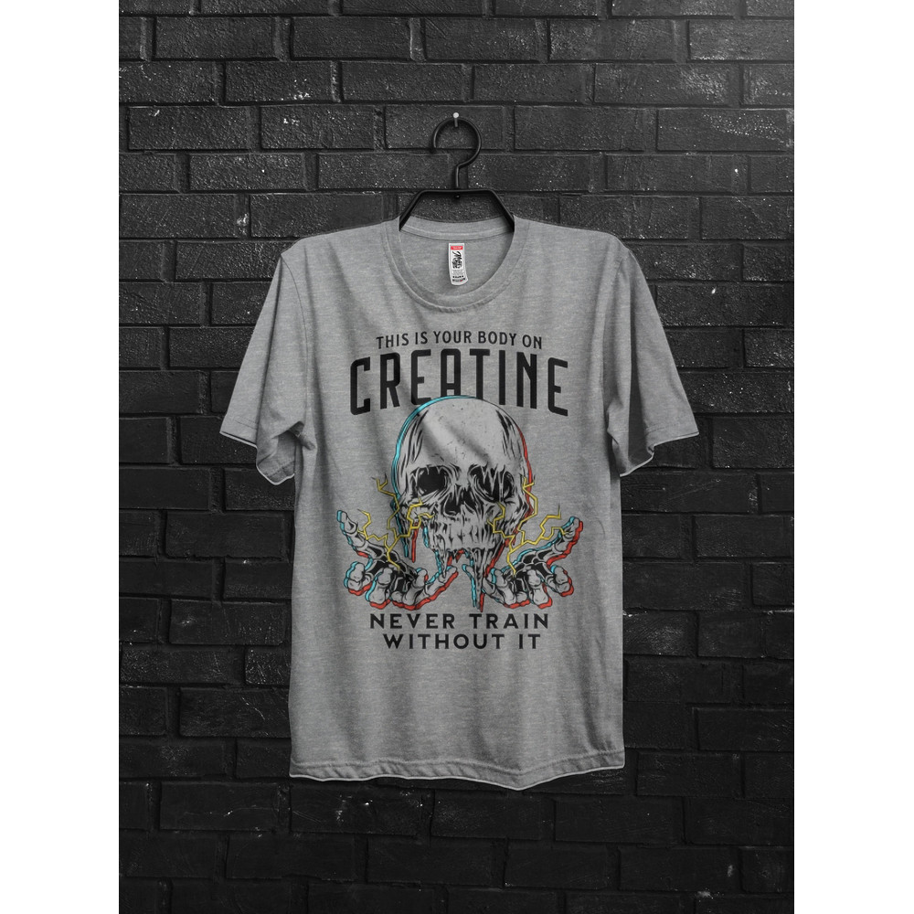 Skull with lightning bolt gym gift shirt for man,Creatine workout tee,Raw power and intensity apparel,Intense skull design bolt bodybuilder - 2.jpg