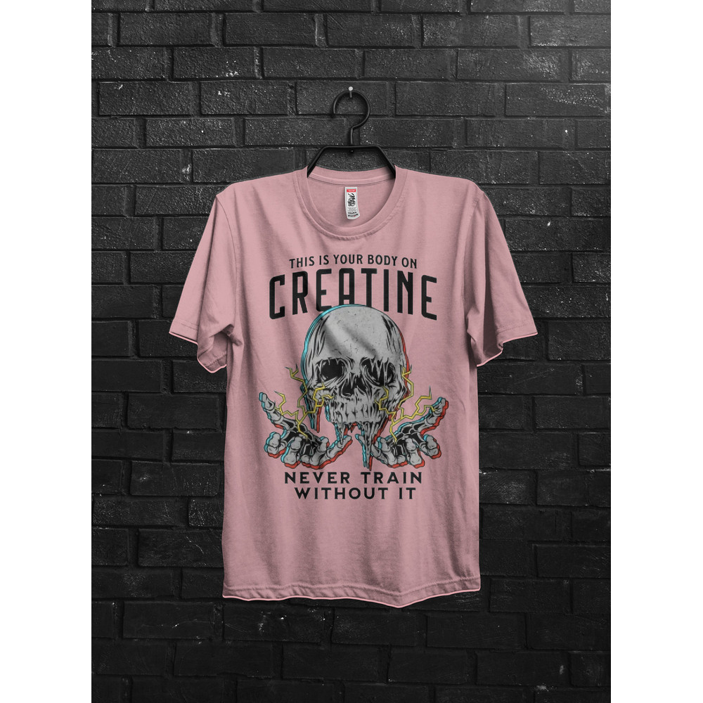 Skull with lightning bolt gym gift shirt for man,Creatine workout tee,Raw power and intensity apparel,Intense skull design bolt bodybuilder - 4.jpg