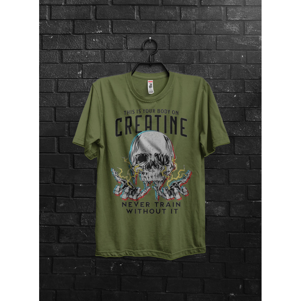 Skull with lightning bolt gym gift shirt for man,Creatine workout tee,Raw power and intensity apparel,Intense skull design bolt bodybuilder - 5.jpg
