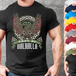 sons of valhalla norse mythology viking shirt unisex,cool t shirt norse mythology vikings,viking gift shirt for man and