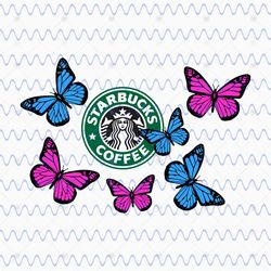 Butterfly SVG Starbucks Cup, Full Butterfly Starbucks Presized Wrap SVG, starbucks cup svg, Starbucks svg files