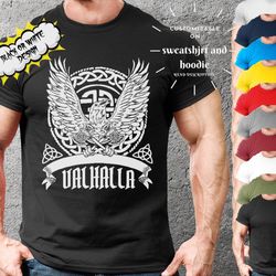 valhalla viking t shirt for man warrior crow shirt,norse mythology warriors tshirt for guy,cool shirt norse history viki