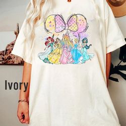 comfort color watercolor disney princess shirt, retro disney princess shirt, disney princess group shirt, girls disney s