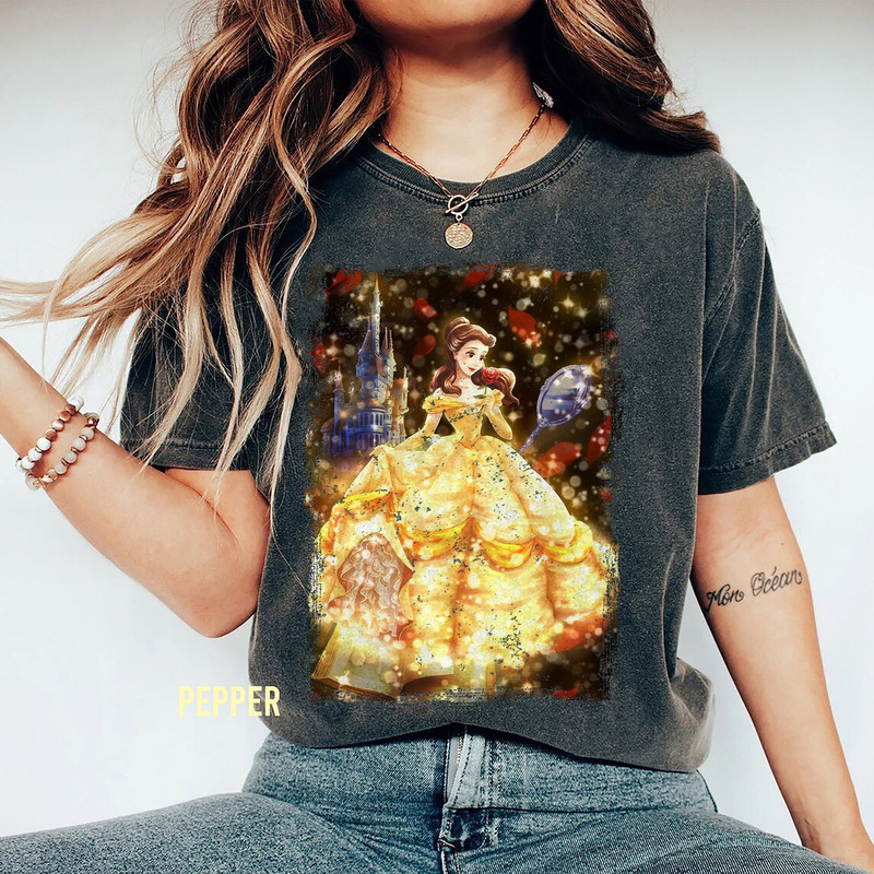 Comfort Colors Disney Beauty And The Beast Glass Rose Graphic T-Shirt, Magic Kingdom Tee, Disneyland Family T-shirt, Comfort Belle Princess - 1.jpg