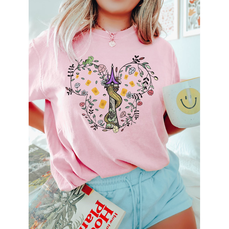 Comfort Colors Disney Castle Flower Tangled Rapunzel Floral Shirt, Aurora Shirt, Briar Rose, Fairy Godmothers Shirt,Princess Castle Shirt - 2.jpg