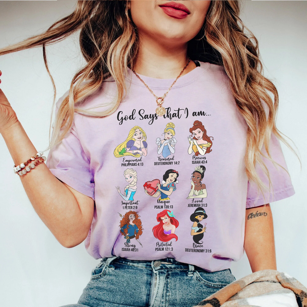 Comfort Colors Disney Princess Shirt, God Say That I Am Shirt, Princess Shirt, Disney Vacation Shirt, Disney Princess Gifts, Disney Comfort - 5.jpg