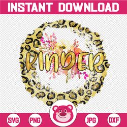 kinder leopard png, leopard kindergarten sublimation, back to school png, back to school kindergarten png