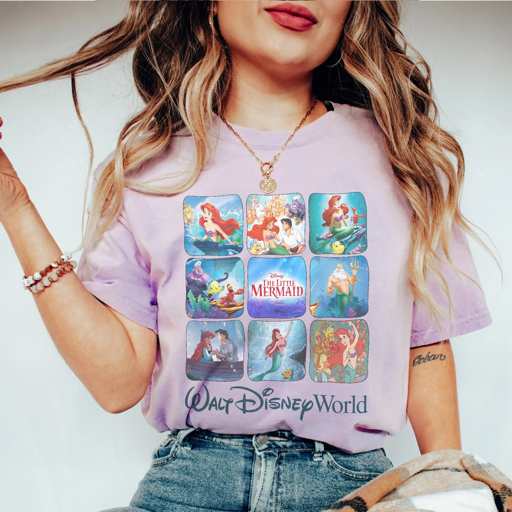 Comfort Colors The Little Mermaid Princess Ariel Shirt, Disney Princess Shirt, Disney Girl Trip 2023, Disney Family Shirt, Vintage Mermaid - 3.jpg