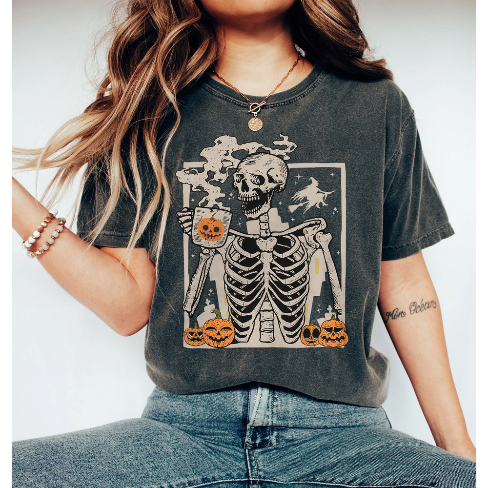 Comfort ColorsĀ® Halloween Skeleton Shirt,Halloween Coffee Skull Shirt, Pumpkin Spice Shirt, Halloween Pumpkin Spice Coffee, Happy Halloween - 2.jpg