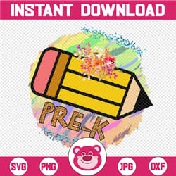 pre-k colorful png file for sublimation, preschool sublimation, pre-k designs, school designs, back to school