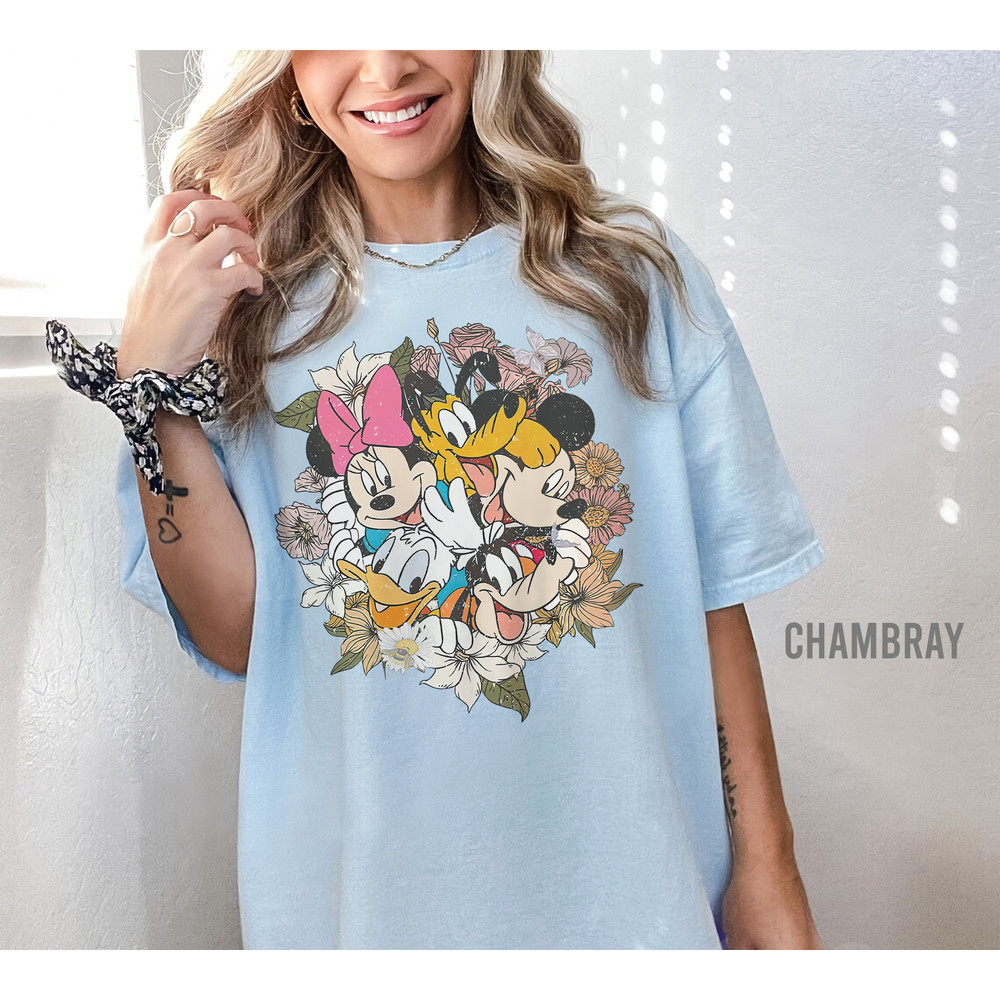 Disney Comfort colors shirt, Floral Mickey And Friends Shirt, Vintage Mickey and Friends, Disney Family Shirt,Disneyworld Shirt,Retro Mickey - 2.jpg