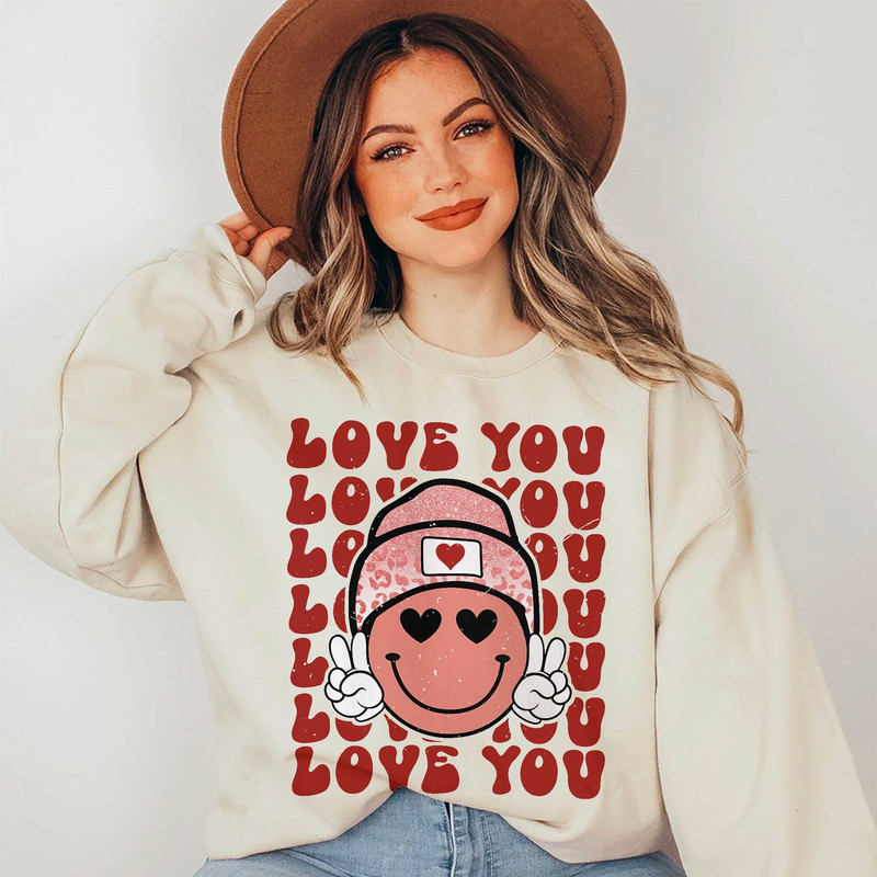 Love You Shirt, Smileyy Face Sweatshirt, Retro Valentine Tshirt, Valentine's day, Valentines Png shirt, Sublimation, Couple Shirt, Valentine - 1.jpg