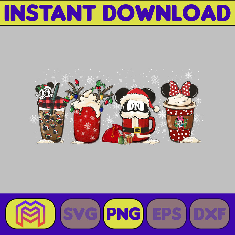Disney Christmas Coffee Latte PNG, Christmas Coffee PNG, Merry Christmas PNG, Coffe Latte Png, Red Peppermint Iced Latte, Digital Instant Download (1).jpg