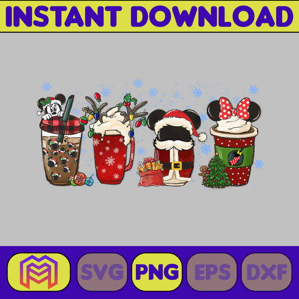 Disney Christmas Coffee Latte PNG, Christmas Coffee PNG, Merry Christmas PNG, Coffe Latte Png, Red Peppermint Iced Latte, Digital Instant Download (3).jpg