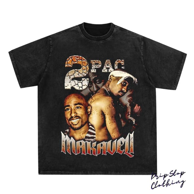 2PAC T-SHIRT  Rap Concert Merch 2Pac Rare Hip Hop Graphic Print  Vintage Style  2PAC Mackaveli - 1.jpg