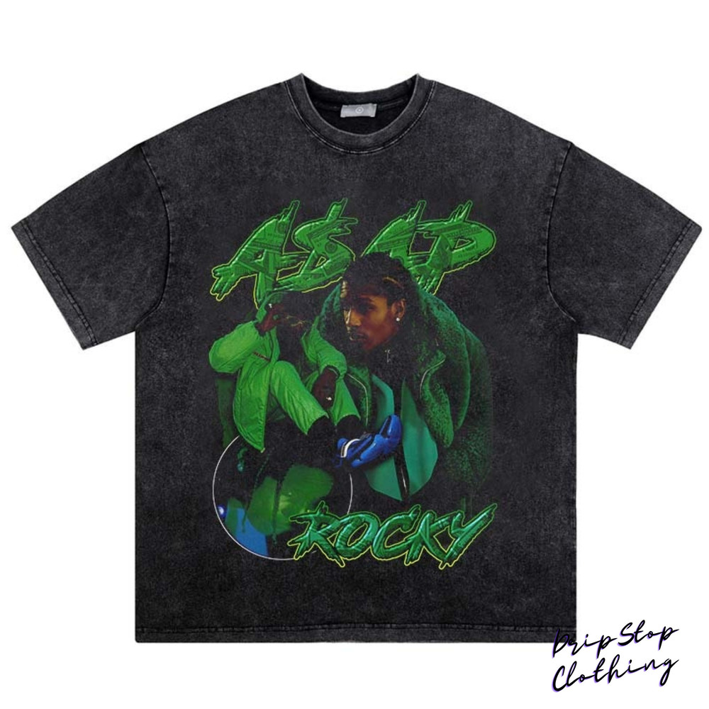 ASAP ROCKY T-SHIRT  Rap Tee Concert Merch Asap Rocky  Asap Rocky Hip Hop Graphic Print  Green Tee Vintage Style - 1.jpg