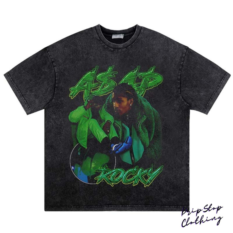 ASAP ROCKY T-SHIRT  Rap Tee Concert Merch Asap Rocky  Asap Rocky Hip Hop Graphic Print  Green Tee Vintage Style - 1.jpg