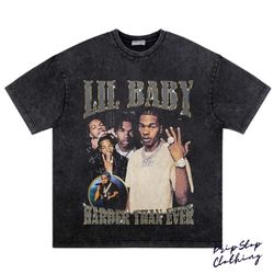 lil baby t-shirt , rap concert lil baby hip hop graphic print , vintage style , harder than ever album
