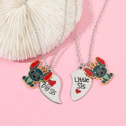 Disney Hearts Lilo & Stitch Necklace Stitch Love A Pair of Choker Anime Pendant Couple Jewelry Birthday