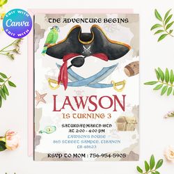 pirates invitation, pirates birthday invitation, pirates birthday, pirates party, pirates card, pirates